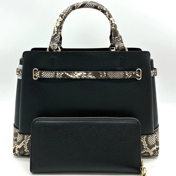 Michael Kors Large Reed Satchel Crossbody Bag & Large Continental Wallet Black - Picture 5 of 15